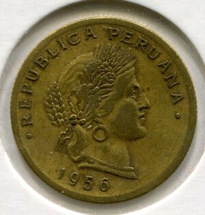 obverse: Perù. 20 centavos del 1956. CuZn. BB. 