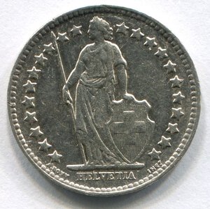 obverse: Svizzera. 1/2 franco del 1941. Ag 0.835‰. BB. 