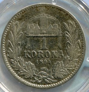 reverse: Ungheria. Francesco Giuseppe 1°. 1 krone 