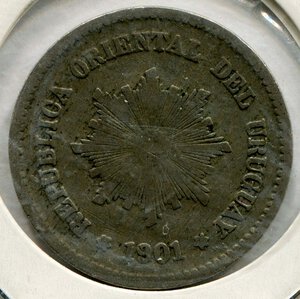 obverse: Uruguay. 5 centésimos del 1901. CuNi. BB.
