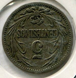 reverse: Uruguay. 5 centésimos del 1901. CuNi. BB.