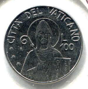 reverse: Vaticano. Giovanni Paolo 2°. 100 lire del 1990. Ac. Spl/Fdc.