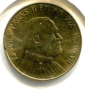obverse: Vaticano. Giovanni Paolo 2°. 20 lire del 1997. Al-CuSn- Spl/Fdc.