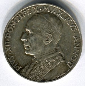 obverse: Vaticano. Pio 12°. 10 lire del 1940. Ag 0.835‰. Spl.