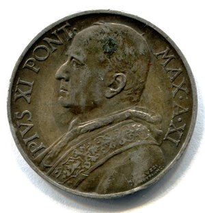 obverse: Vaticano. Pio 11°. 5 lire del 1932. Ag 0.835‰. BB.