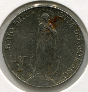 reverse: Vaticano. Pio 11°. 1 lira del 1934. Ni. BB/SPL.