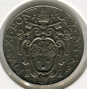 obverse: Vaticano. Pio 11°. 50 centesimi del 1931. Ni. BB/SPL.