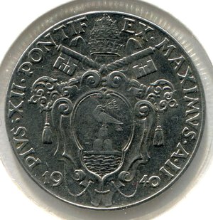 obverse: Vaticano. Pio 12°. 50 centesimi del 1940. Ac. BB/SPL.