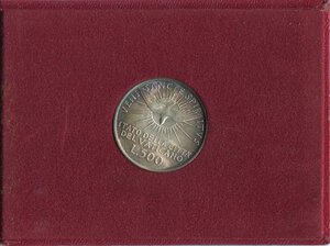 obverse: Vaticano. Sede vacante. Moneta da 500 lire commemorativa del 1958. Variante con accento. Ag. NC. FDC