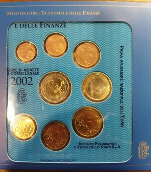 reverse: Italia. Divisionale del 2002. 8 monete.