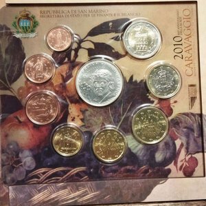 reverse: San Marino. Divisionale del 2010. 8 monete + argento.