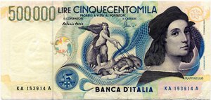obverse: Repubblica Italiana. 500.000 lire 