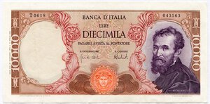 obverse: Repubblica Italiana. 10.000 lire 