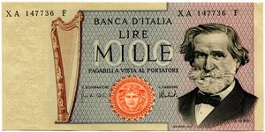 obverse: Repubblica Italiana. 1.000 lire 