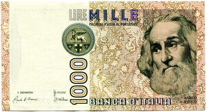 obverse: Repubblica Italiana. 1.000 lire 