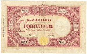 obverse: Regno d Italia. Luogotenenza Umberto 2°. 500 lire 