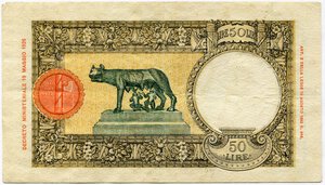reverse: Regno dItalia. Vittorio Emanuele 3°. 50 lire 