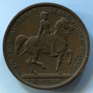 reverse: Francia. Medaglia. Luigi Filippo del 1842. R1. BB++. Ø 26,9mm.