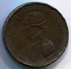 obverse: Francia. Medaglia La Fayette del 1791. R1. Ø 35,4mm.
