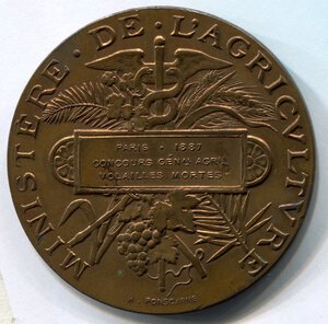 reverse: Francia. Medaglia. Ministero Agricoltura del 1887. NC. Ø 50,1mm.