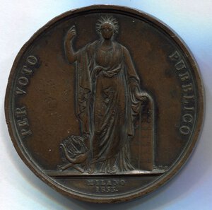 reverse: Italia. Medaglia Milano - Giuseppe Barbieri del 1837. R1. SPL. Ø 55mm.
