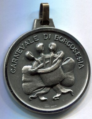 obverse: Italia. Medaglia 125° Mercu Scurot - Carnevale di Borgosesia. 1854/1979. Ag. R1. qSPL. Ø 40,4mm.