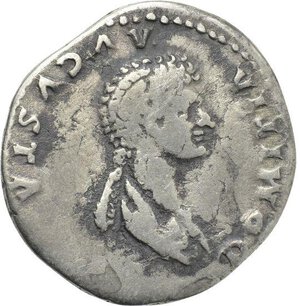 obverse: DOMITIA (Augusta, 82-96), Ephesus (o Roma). AR Cistophorus. (10,75 gr. – 25 mm.). D.\: DOMITIA AVGVSTA. R.\: VENVS AVG. Venere stante a dx, appoggiata ad una colonna, tine un elmo ed uno scettro. RIC² 847 (Domitian); RPC II 870. qBB/MB. R2-R3. 