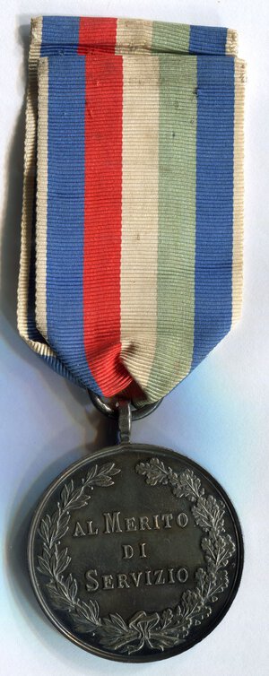 reverse: Italia. Medaglia al merito di servizio  del 1907. R1. qSPL. Ø 36mm.