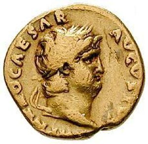 obverse: NERONE (54-68). Roma. AU aureus (7,10 gr.). D.\: NERO CAESAR AVGVSTVS; R.\: SALVS; RIC 59; C. 313. qBB. NC.