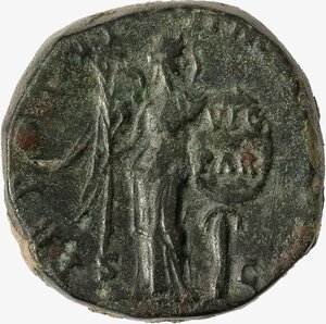 reverse: IMPERO ROMANO, LUCIO VERO, 161-169 D.C. - Sesterzio databile al 166 d.C.