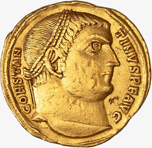 obverse: IMPERO ROMANO, COSTANTINO, 330-337 D.C. - SOLIDO databile al 317-319 d.C.
