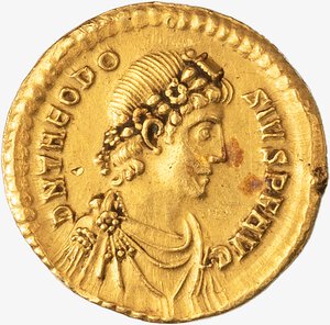 obverse: IMPERO ROMANO, TEODOSIO I, 379-395 D.C. - Solido databile al 379-383 d.C.