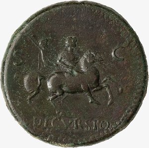 reverse: IMPERO ROMANO, NERONE, 54-68 D.C. - Sesterzio databile al 64 d.C.