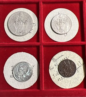 obverse: VATICANO. Pio XI. Lotto di 4 monete. 20 centesimi 1934; 5 centesimi 1933/1934; 2 lire 1931; 50 centesimi 1934. BB-FDC