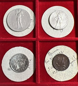 reverse: VATICANO. Pio XI. Lotto di 4 monete. 20 centesimi 1934; 5 centesimi 1933/1934; 2 lire 1931; 50 centesimi 1934. BB-FDC