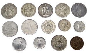 obverse: VATICANO. Lotto di 14 monete, inclusa 10 lire 1936 Ag. BB-FDC