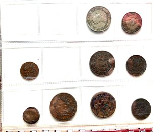 reverse: Monete mondiali. Lotto di 9 monete. Austria (5); Lussemburgo (2); Giamaica (2). Notati: Austria 1/2 kreuzer 1800 A, Lussemburgo 5 e 10 centimes 1860, Giamaica 1/2 penny e 1 penny 1906.