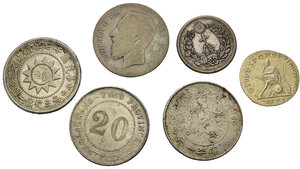 obverse: lotto di 2 monete mondiali (Giappone, Belgio) + 4 riproduzioni moderne