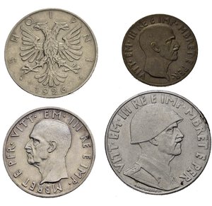 obverse: ALBANIA. Lotto di 4 monete diverse, incluso 5 lek 1939 Ag. BB-SPL