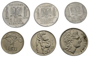 reverse: ALBANIA. Lotto di 6 monete, tutte diverse.