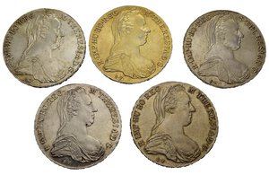 obverse: AUSTRIA. Maria Teresa. Lotto di 5 monete da un tallero. Ag. qFDC-FDC