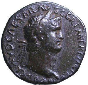 obverse: NERONE (54-68) Sesterzio per Lugdunum. Testa laur. a sn. R/ Roma seduta verso sn. RIC 442; C. 261     AE  qSPL  