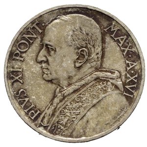 obverse: VATICANO. Pio XI (1929-1938) 5 lire 1937. Ag. FDC