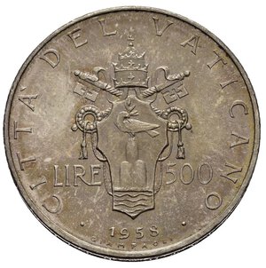 reverse: VATICANO. Pio XII (1939-1958). 500 Lire 1958. Ag. FDC