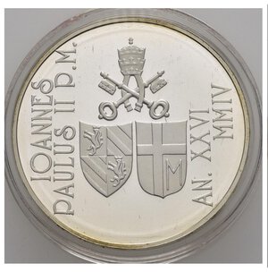obverse: VATICANO. Giovanni Paolo II. 5 Euro 2004. Ag. Con scatola, senza confezione in cartone. Proof