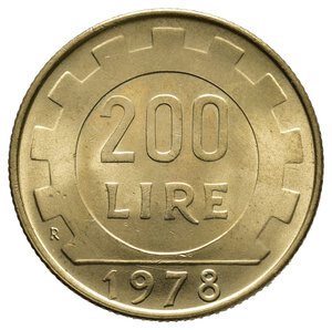 reverse: 200 Lire 1978 Mezzaluna in Rilievo  sotto il collo RARA  FDC