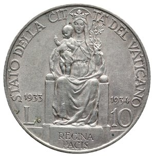 obverse: VATICANO - Pio XI - 10 Lire argento 1933-34