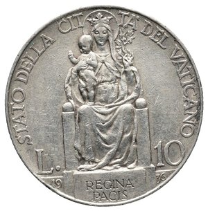 obverse: VATICANO - Pio XI - 10 Lire argento 1936