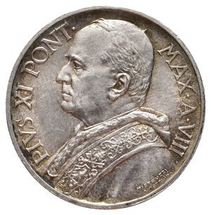 reverse: VATICANO - Pio XI - 5 Lire argento 1929 RARA