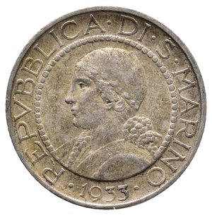 obverse: SAN MARINO - 5 Lire argento 1933